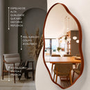 Kit 3 Espelhos Decorativos Orgânicos com Moldura em Couro Premium